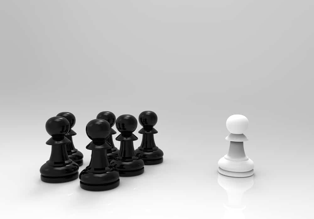 Chess peices with on left out.